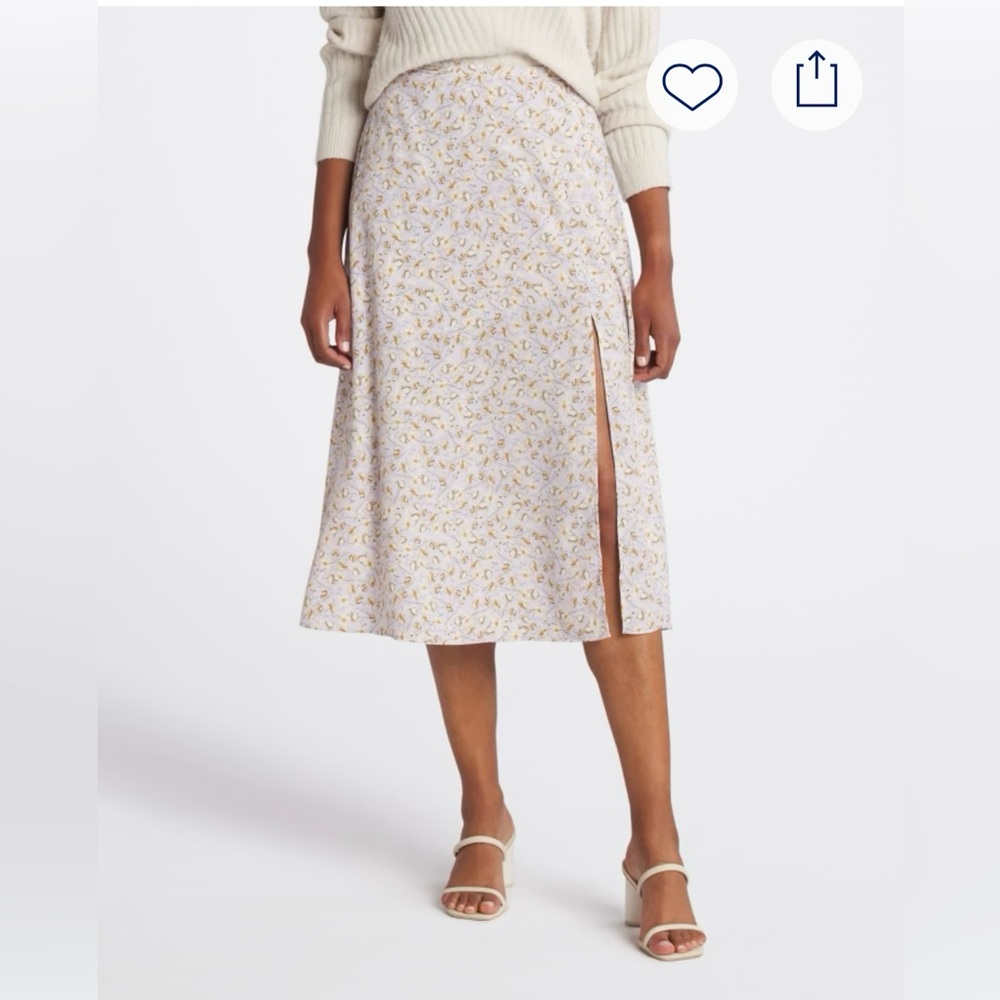 Monique Midi Skirt with Side Slit - Kaileigh - Medium- Purple Floral
